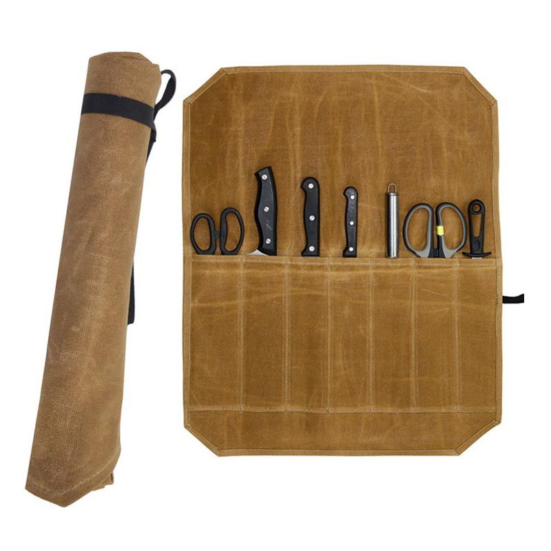 Home Cooking Chef - Canvas Knife Roll Storage Bag 1Pcs